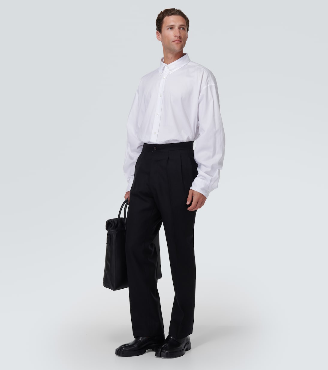 Four stitches wool straight pants in black - Maison Margiela