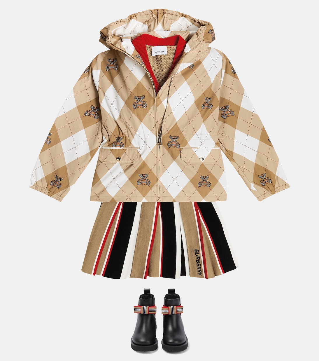 Giacca in cotone con stampa Argyle e Thomas Bear | Burberry Kids