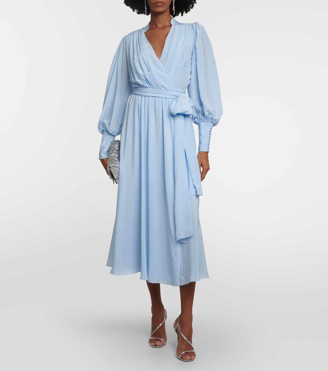Draped silk midi dress | Costarellos