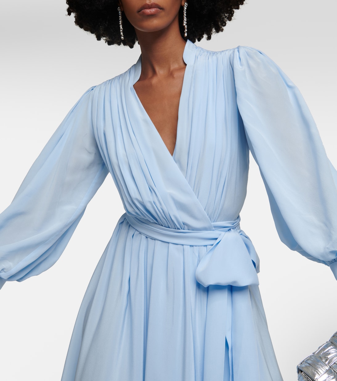 Draped silk midi dress | Costarellos