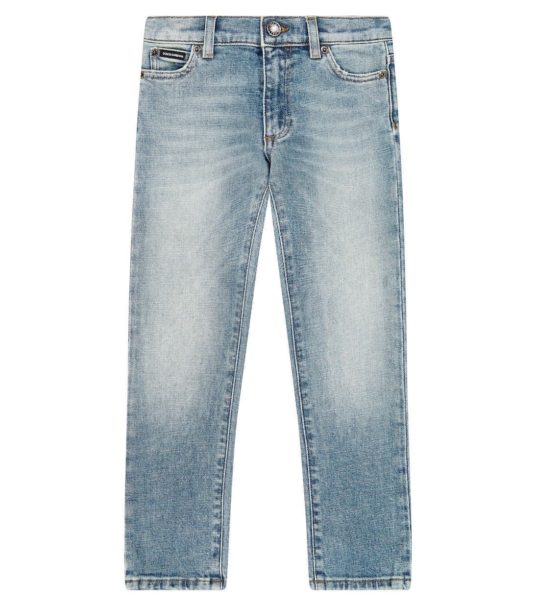 Jeans regular in cotone con logo | Dolce&Gabbana Kids