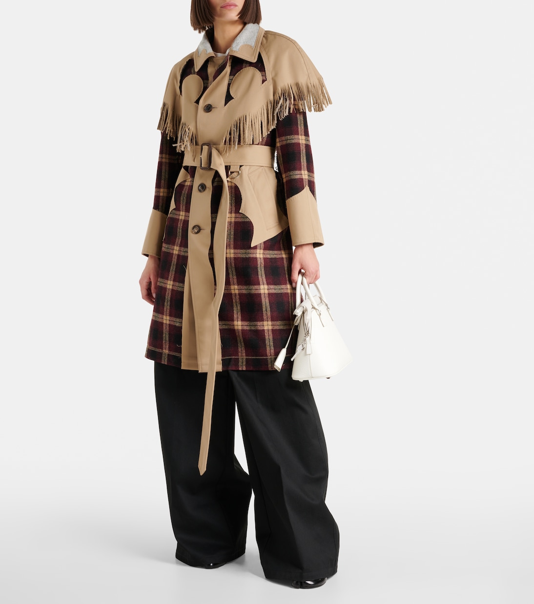 Fringed checked trench coat | Maison Margiela