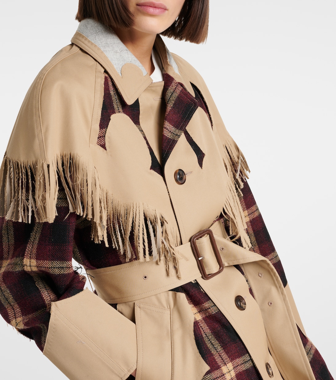 Fringed checked trench coat | Maison Margiela
