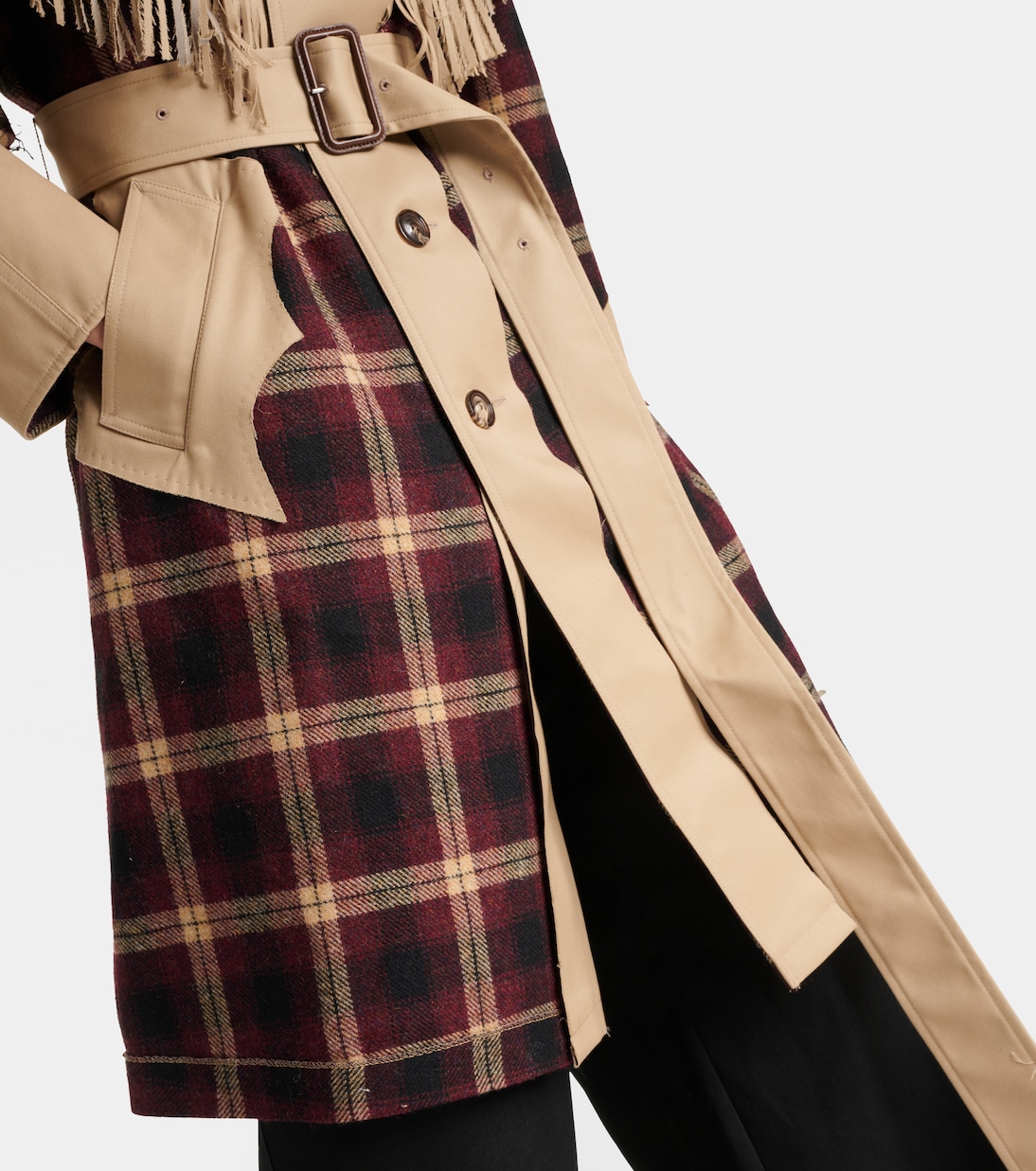 Fringed checked trench coat | Maison Margiela