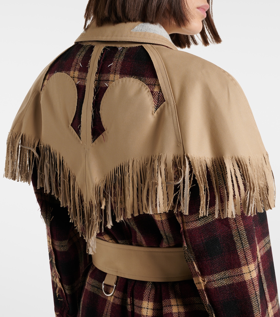 Fringed checked trench coat | Maison Margiela