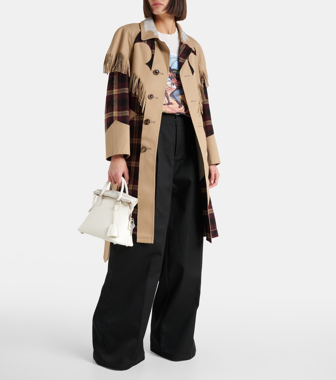 Fringed checked trench coat | Maison Margiela