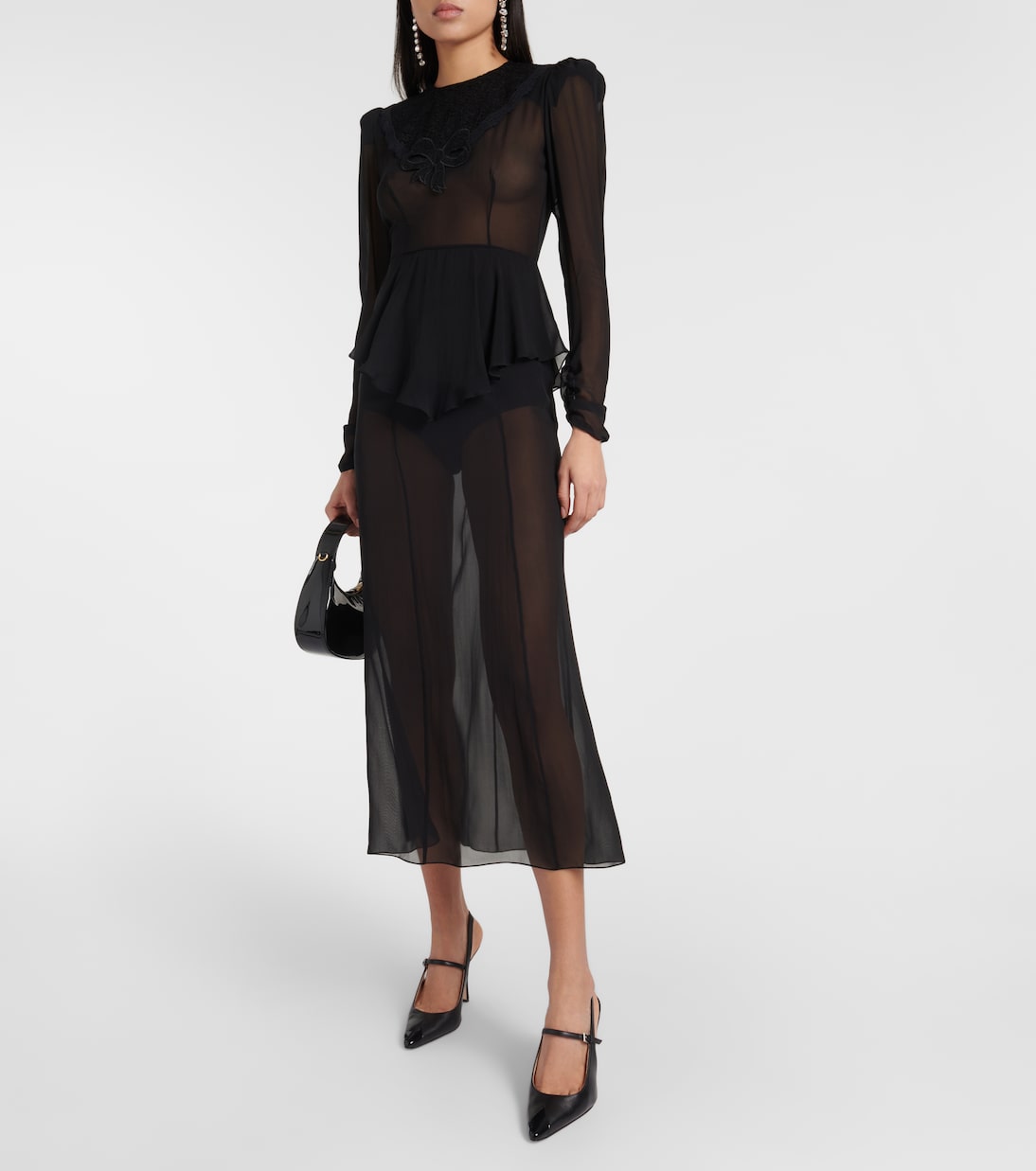 Vestido midi de georgette de seda | Alessandra Rich
