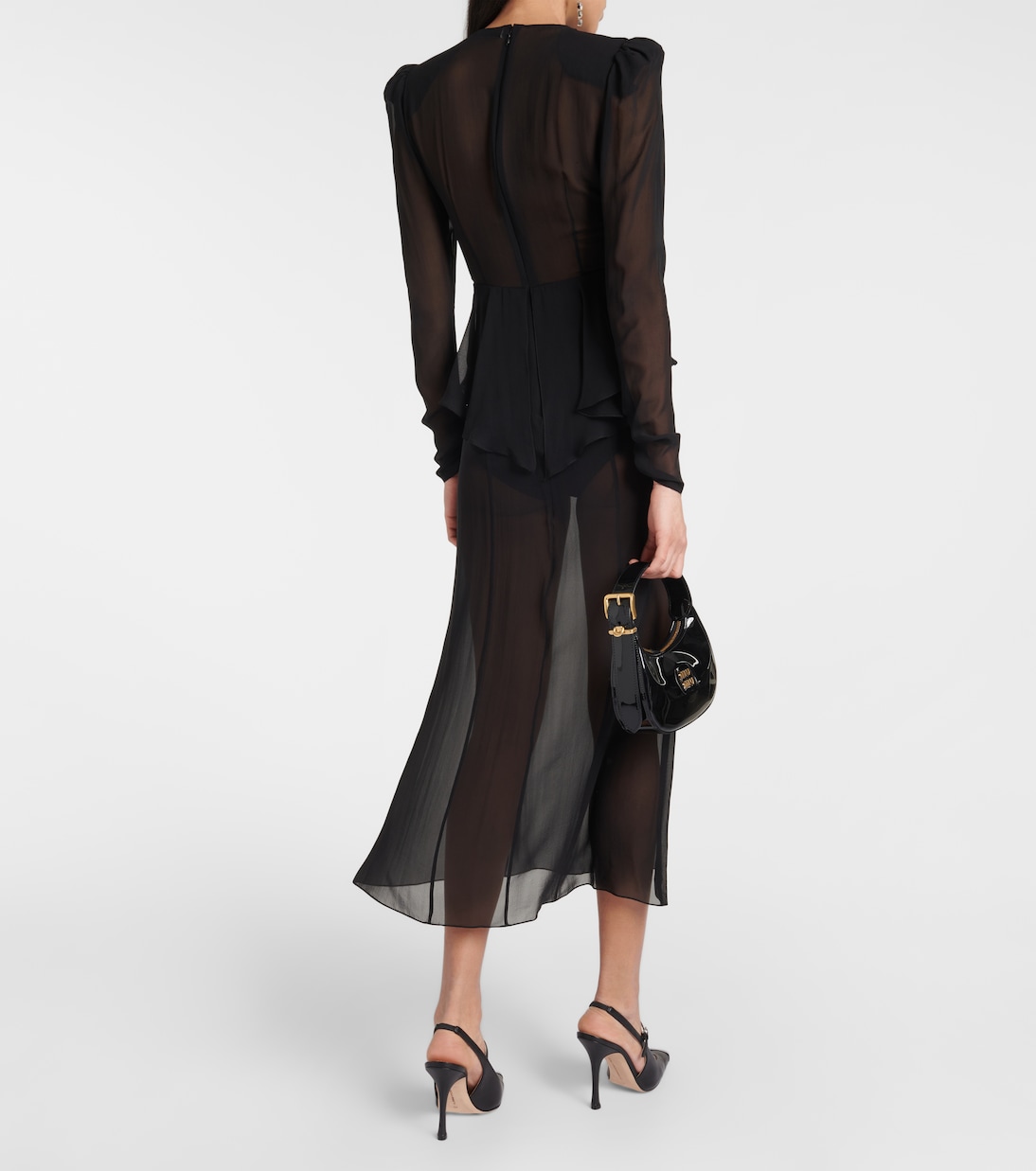 Vestido midi de georgette de seda | Alessandra Rich