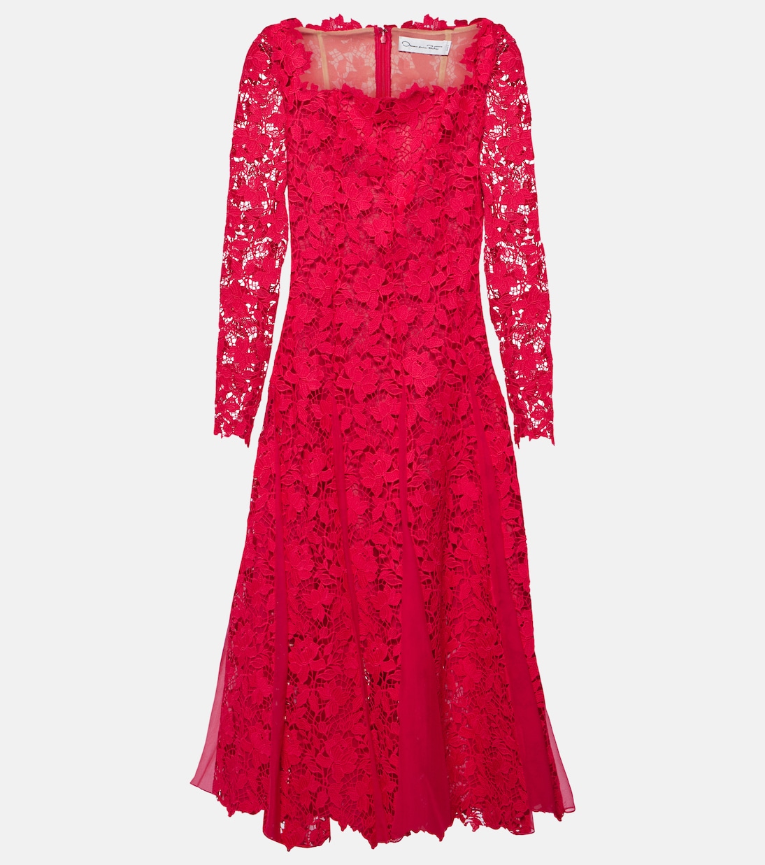 Robe midi en guipure à fleurs | Oscar de la Renta