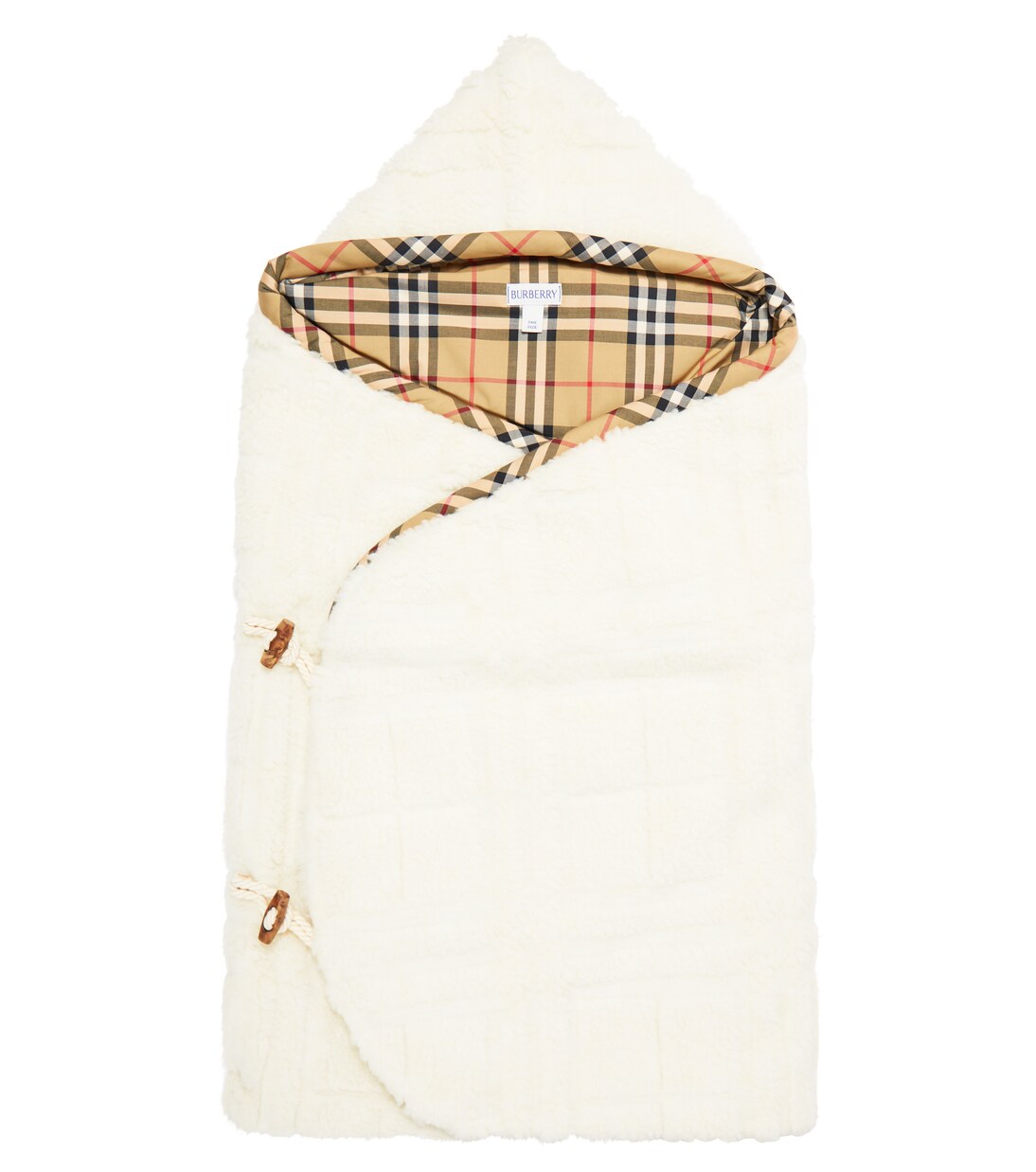 Baby faux shearling sleeping bag in white Burberry Kids Mytheresa
