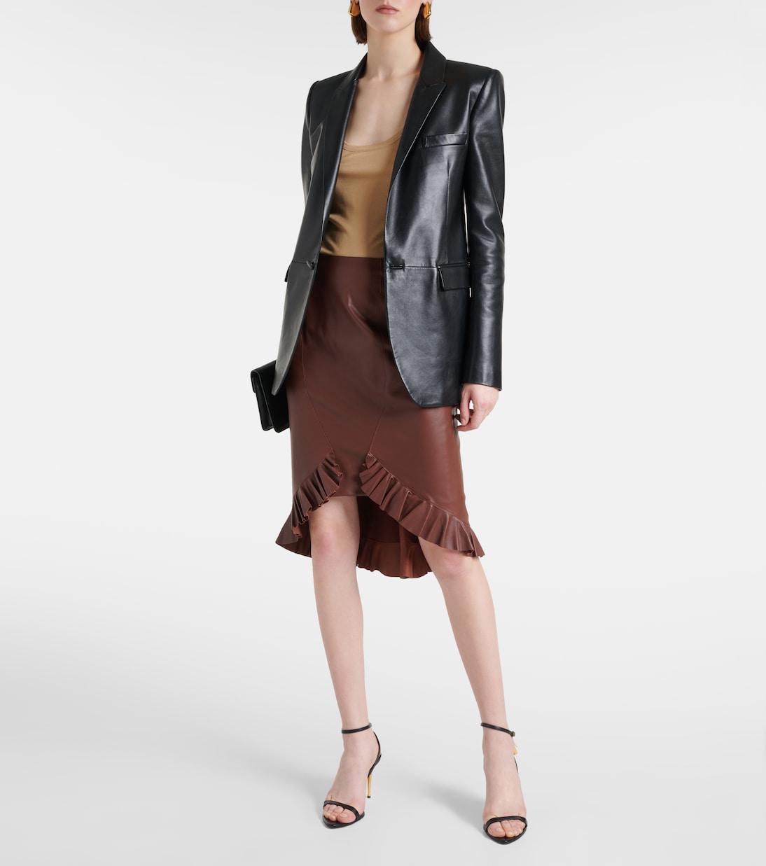 Gonna midi in pelle con volant | Tom Ford