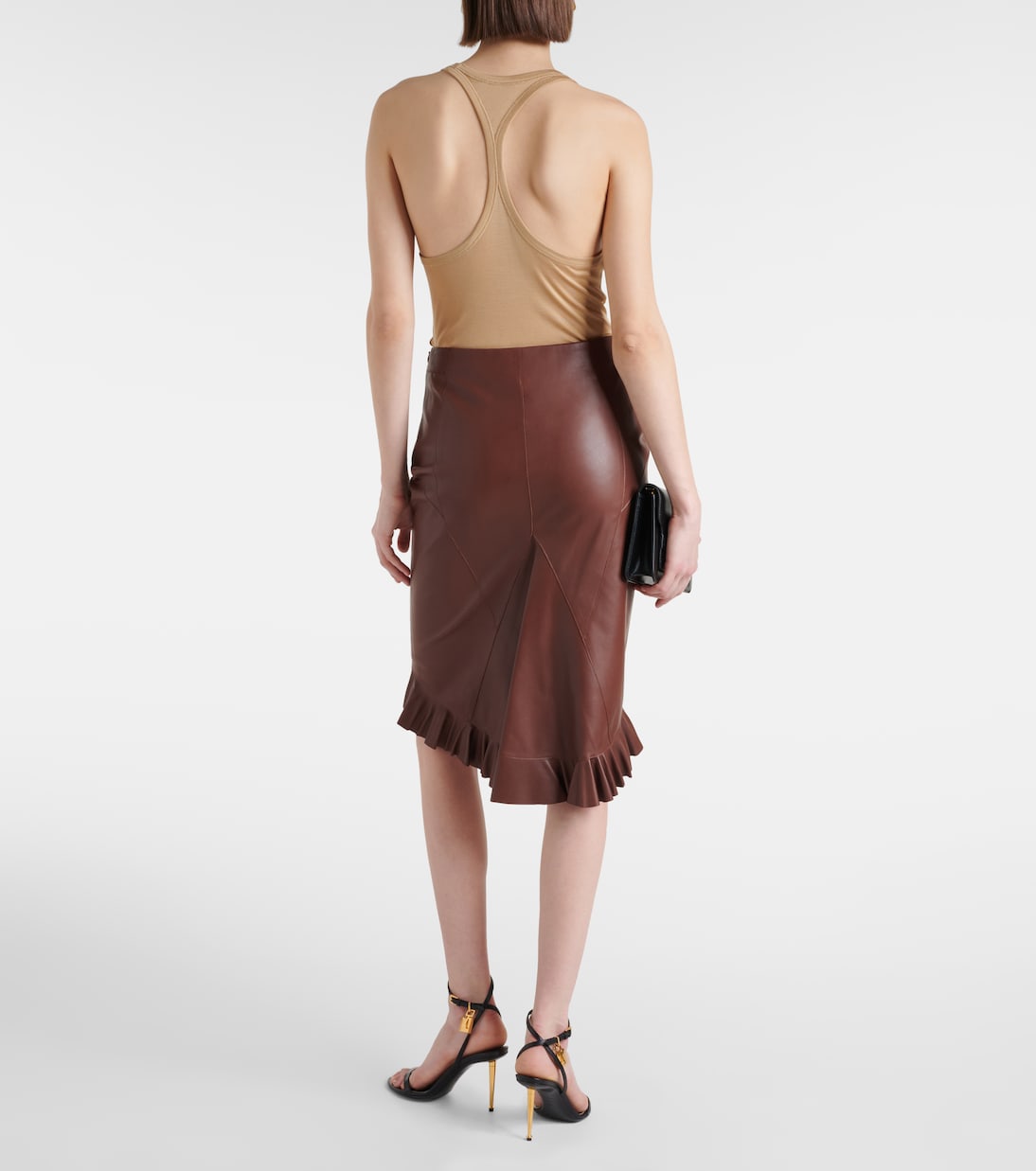 Gonna midi in pelle con volant | Tom Ford