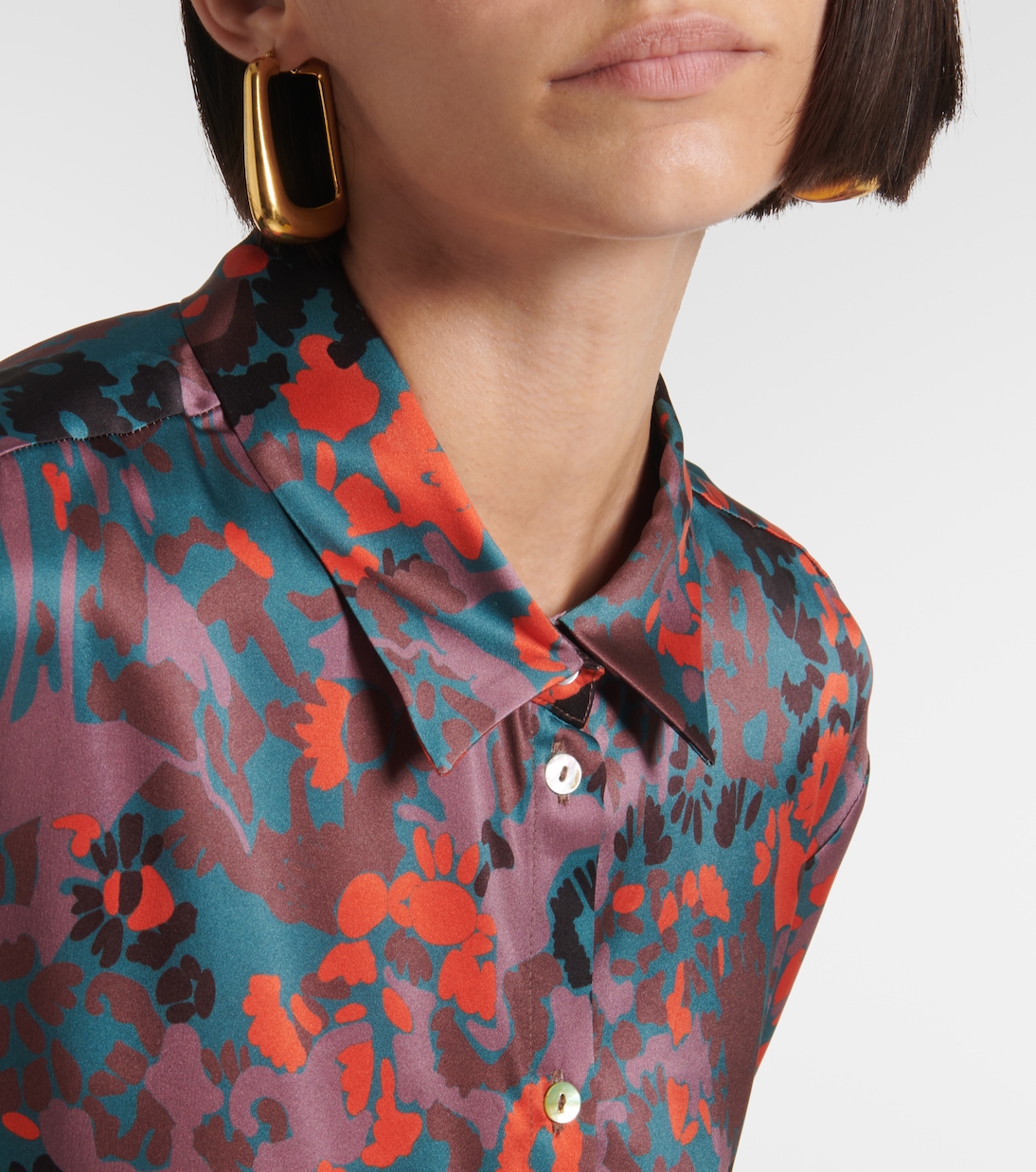 Camicia in charmeuse di seta con stampa | Asceno