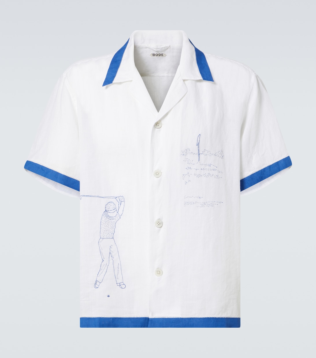 Camicia Club Champion in lino con ricamo | Bode