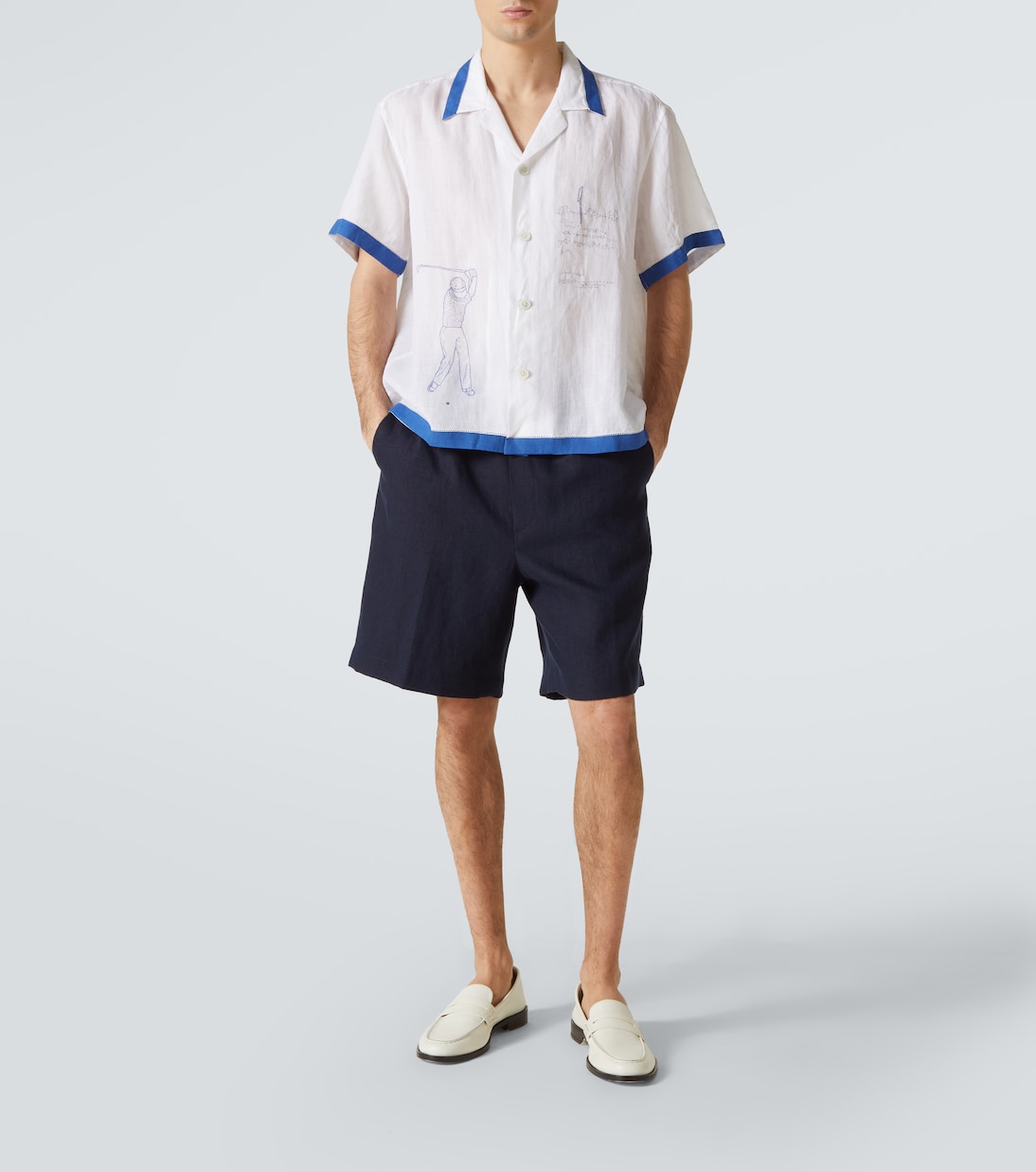 Camicia Club Champion in lino con ricamo | Bode