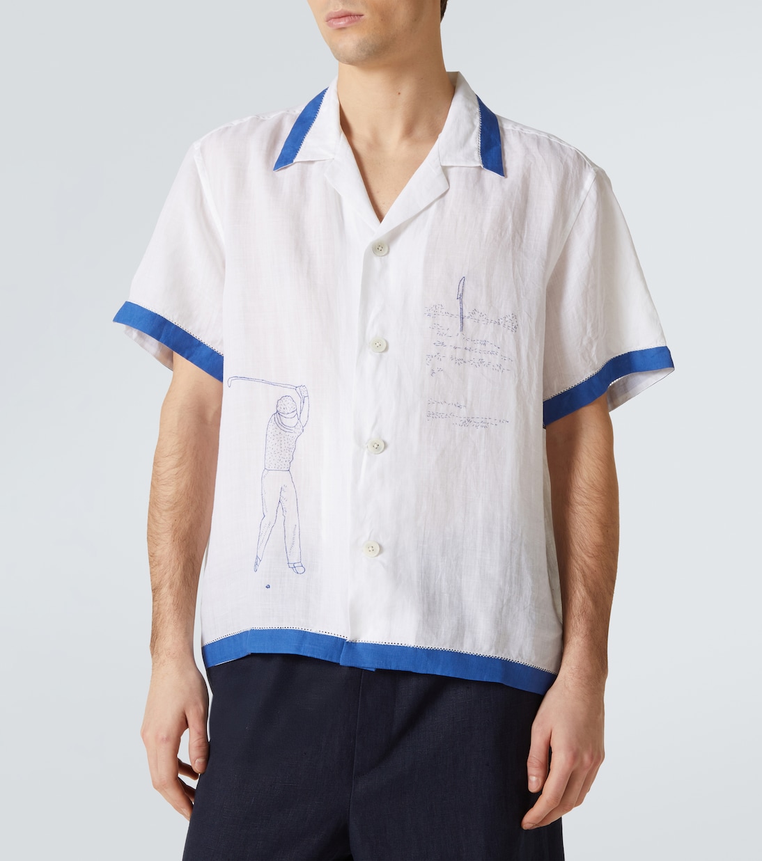 Camicia Club Champion in lino con ricamo | Bode
