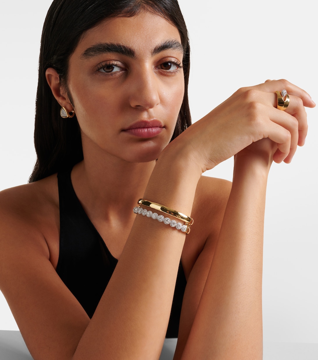 Bracciale in oro bianco e giallo 18kt con diamanti | Yeprem