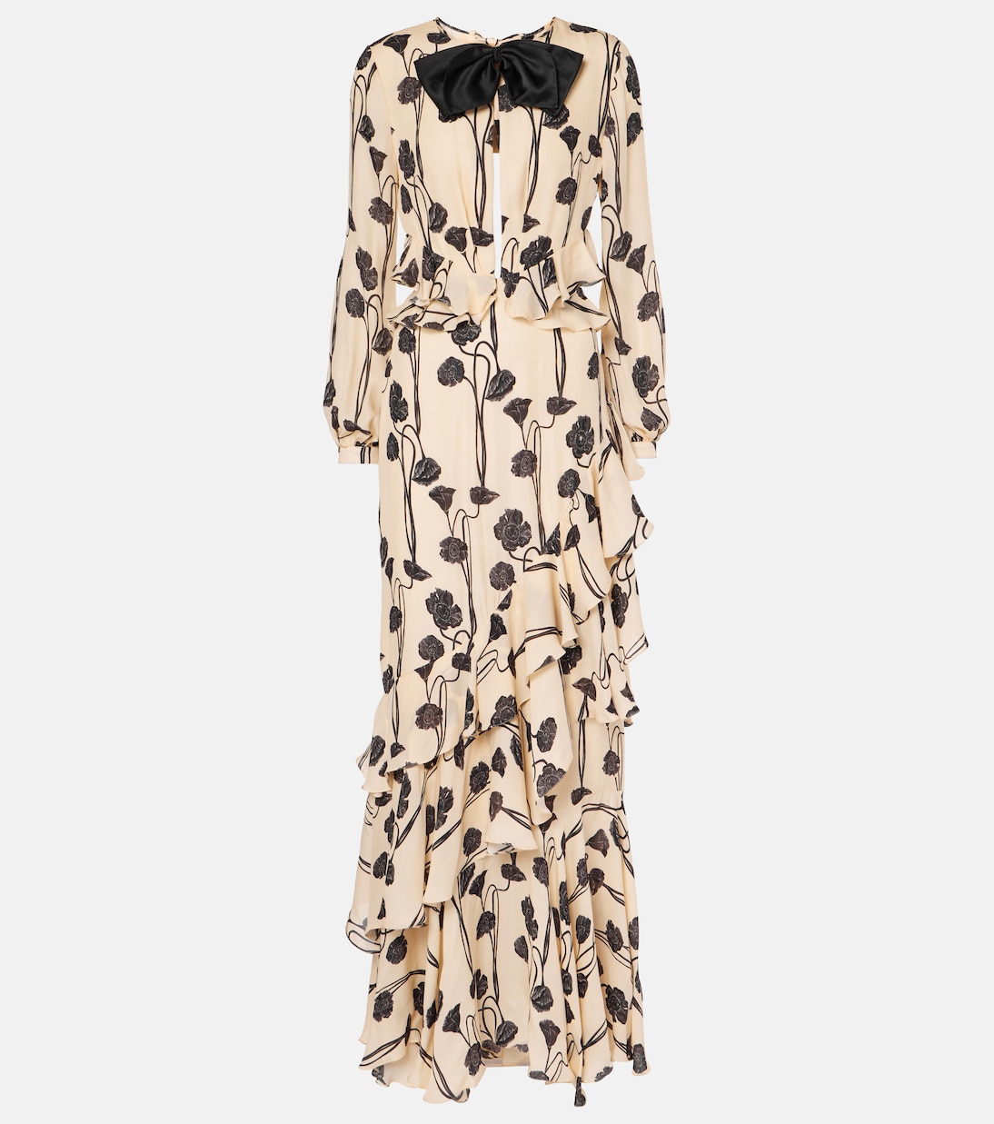 Ruffled floral silk georgette gown | Johanna Ortiz