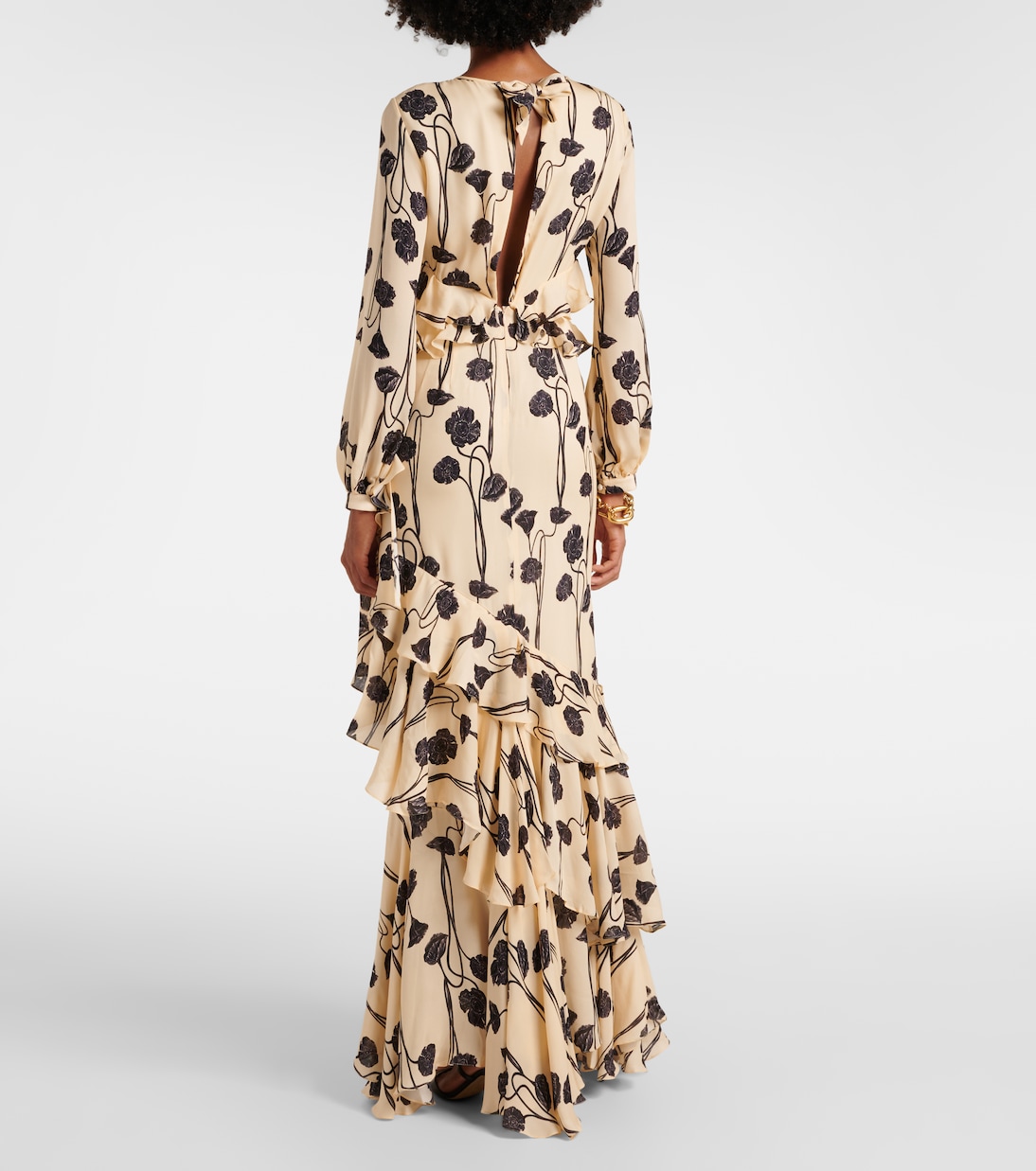 Ruffled floral silk georgette gown | Johanna Ortiz
