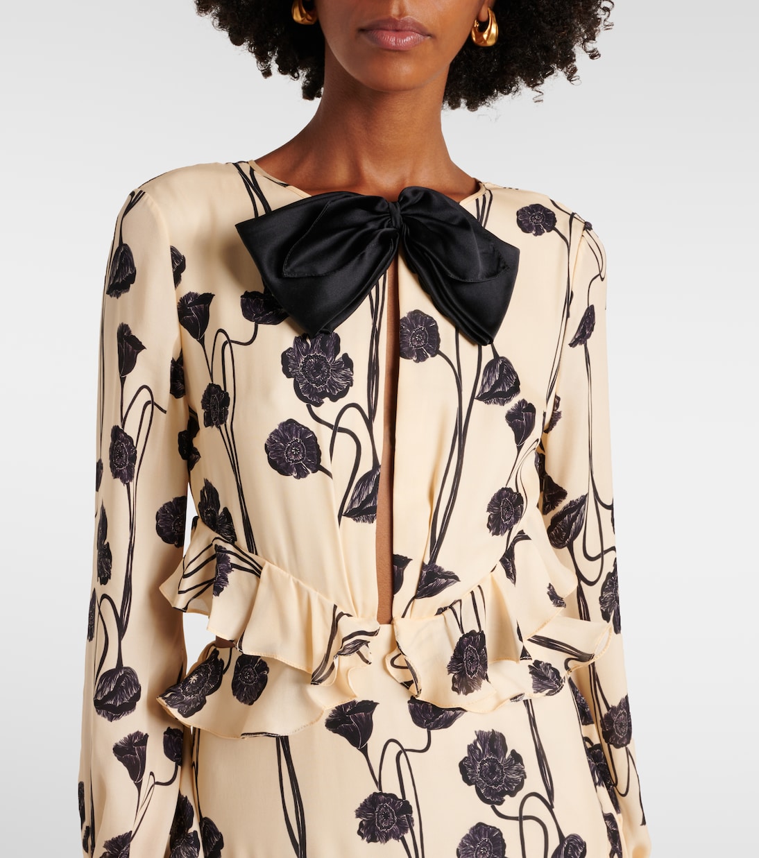 Ruffled floral silk georgette gown | Johanna Ortiz