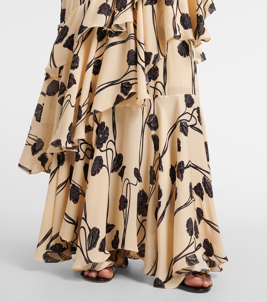 Ruffled floral silk georgette gown | Johanna Ortiz