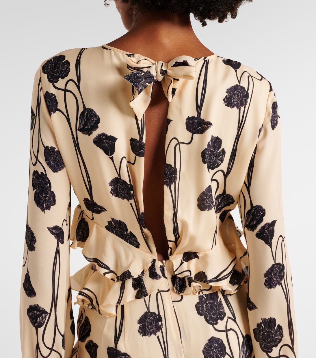 Ruffled floral silk georgette gown | Johanna Ortiz