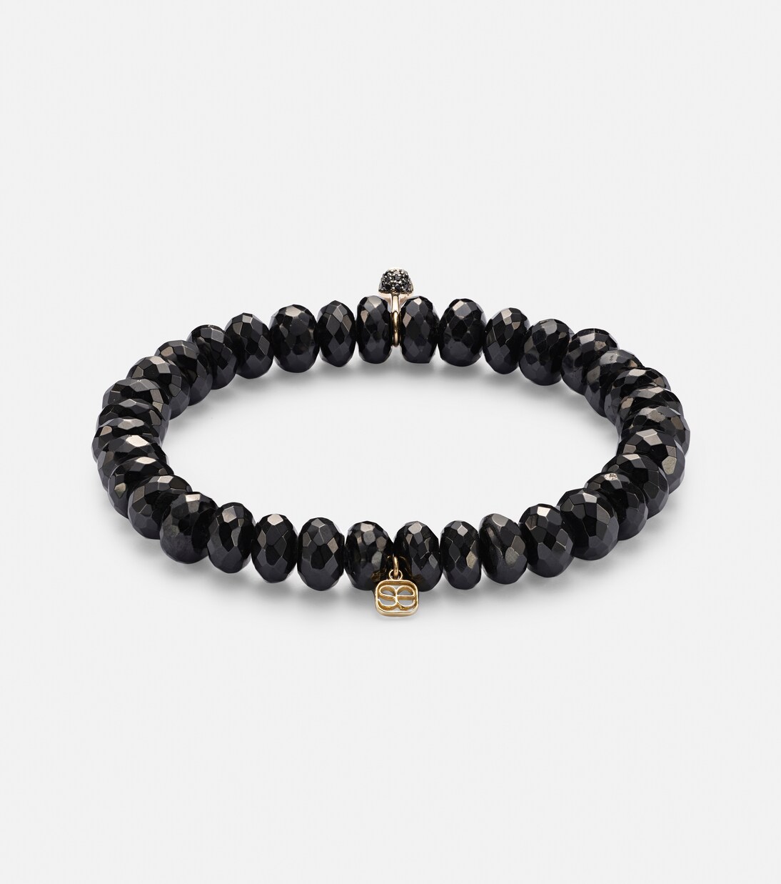 Bracciale in oro 14kt con perline e onice, stile caviale, per giovani trendy