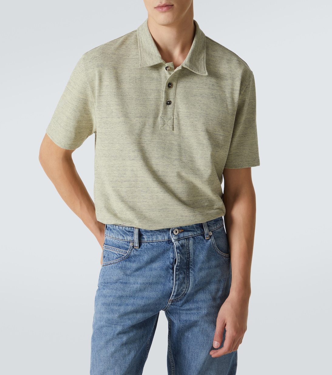 Polo en piqué de algodón a rayas | Bottega Veneta