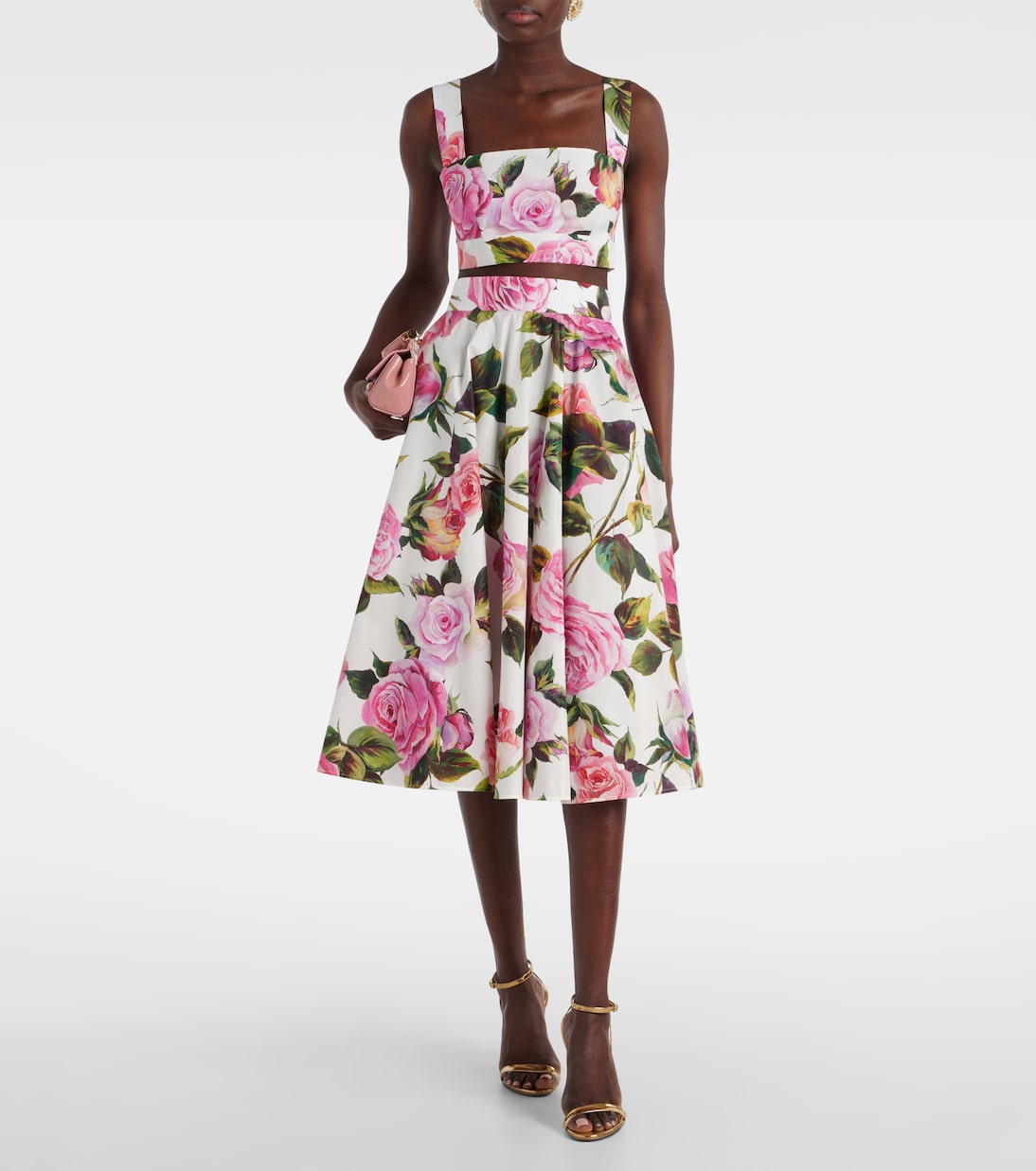 Falda midi de algodón floral | Dolce&Gabbana