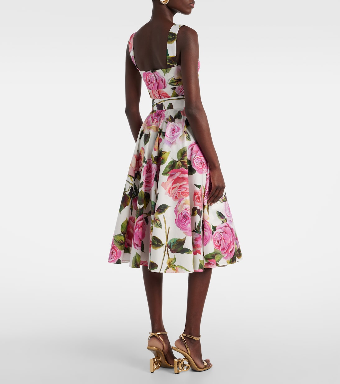 Falda midi de algodón floral | Dolce&Gabbana
