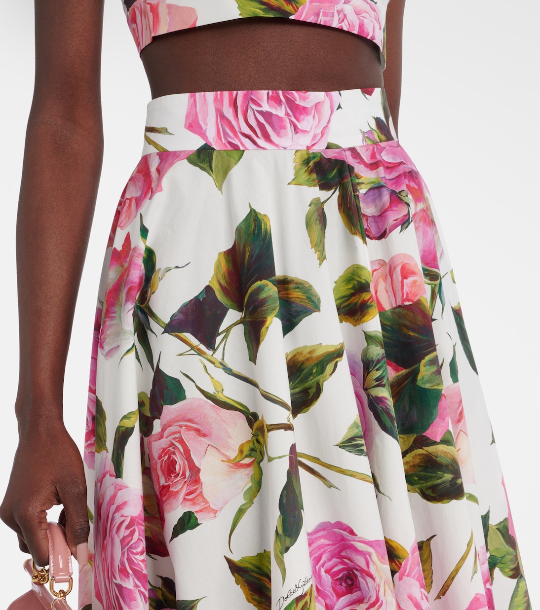 Falda midi de algodón floral | Dolce&Gabbana