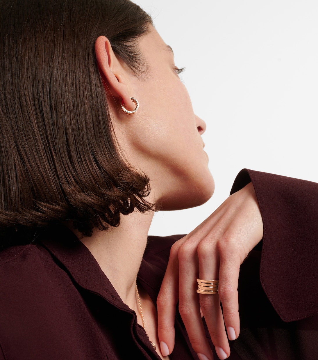 Boucles d'oreilles B.zero1 en or rose 18 ct et diamants | Bvlgari