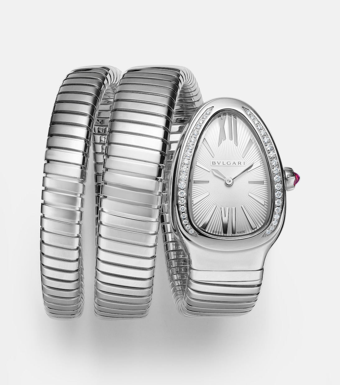 Orologio Serpenti Tubogas 35mm in acciaio inox con diamanti | Bvlgari