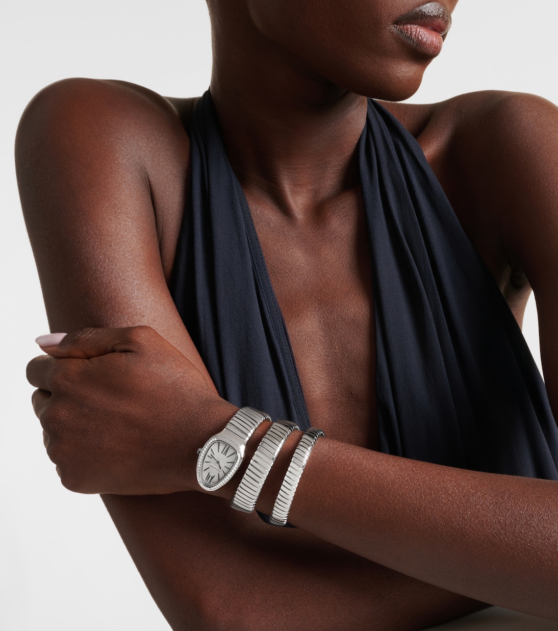 Orologio Serpenti Tubogas 35mm in acciaio inox con diamanti | Bvlgari