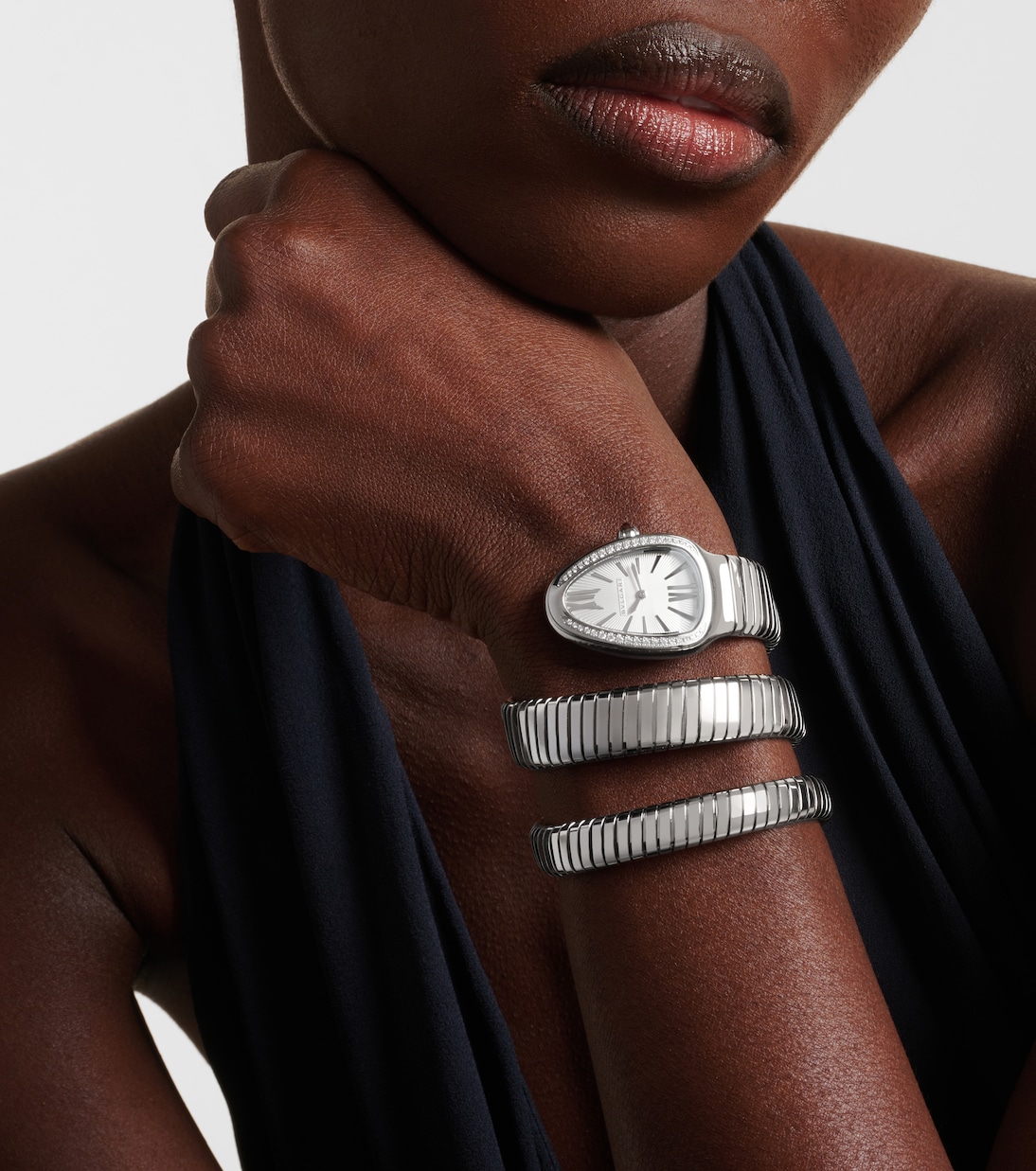 Orologio Serpenti Tubogas 35mm in acciaio inox con diamanti | Bvlgari