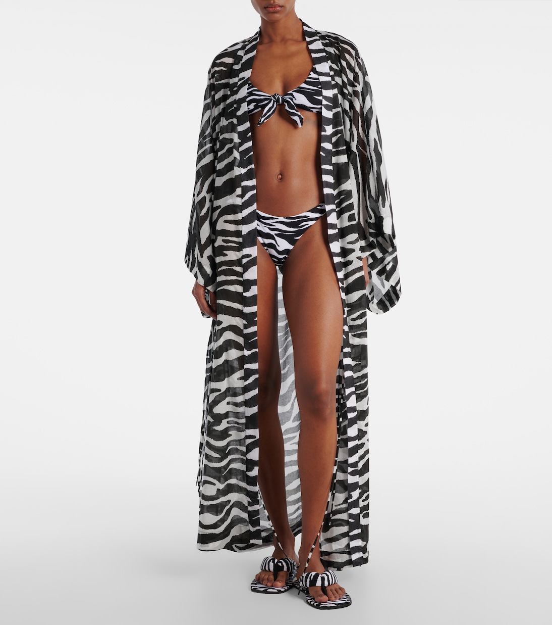 Zebra-print cotton muslin kaftan | The Attico
