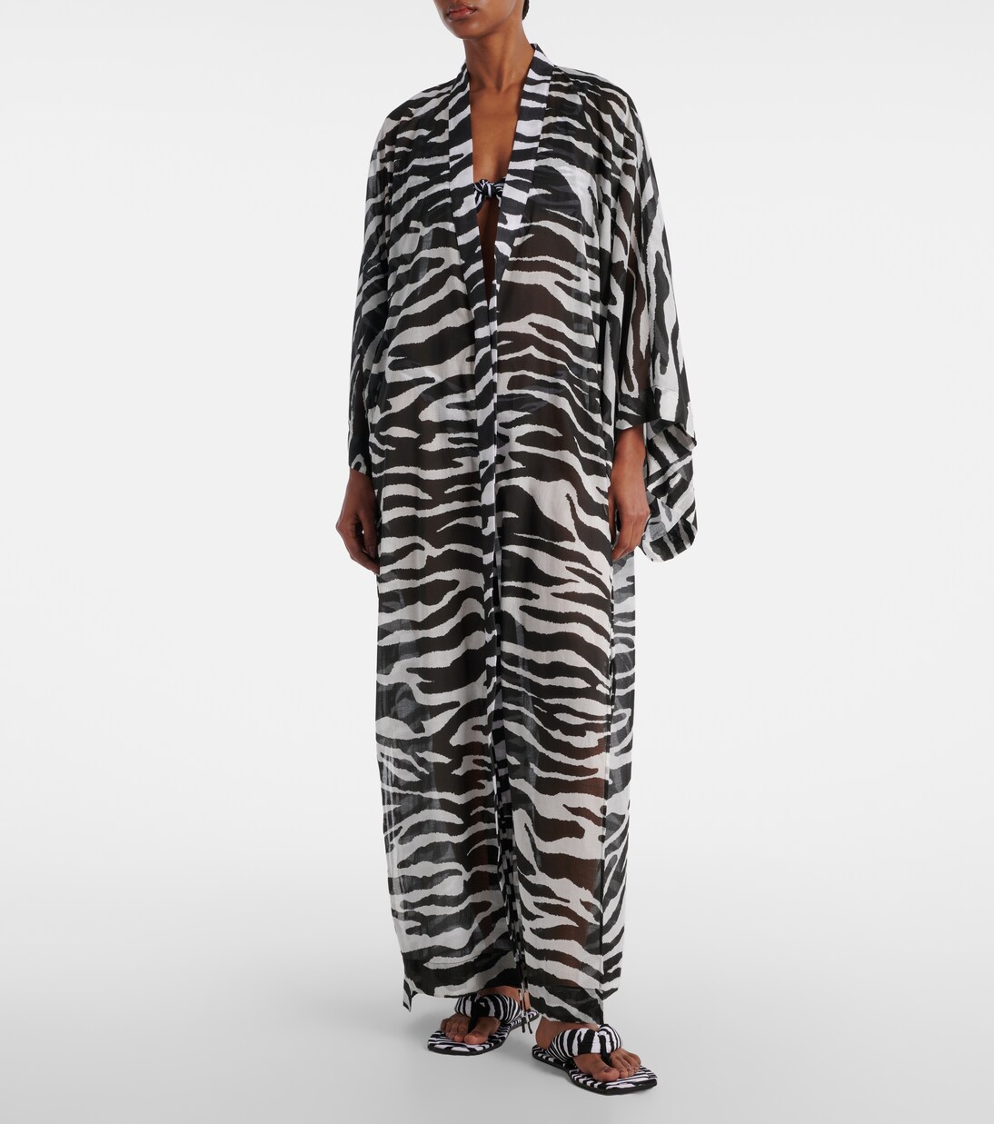 Zebra-print cotton muslin kaftan | The Attico