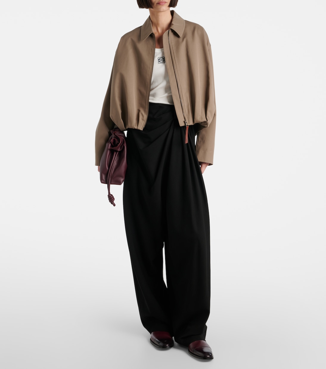 Weite Mid-Rise-Hose aus Wolle | Loewe