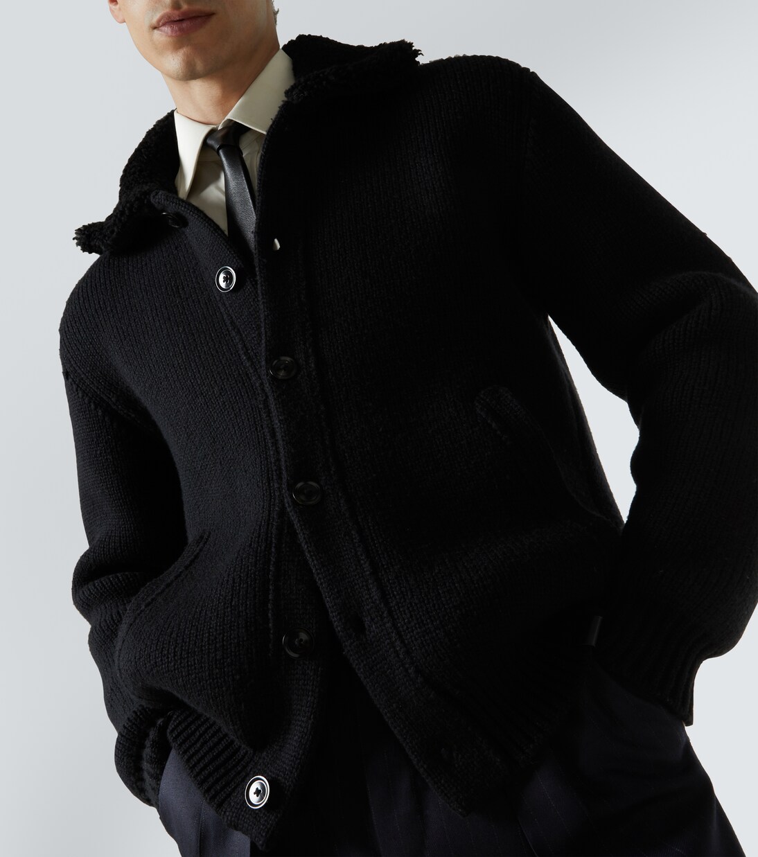 Shearling-trimmed cashmere cardigan | Tom Ford