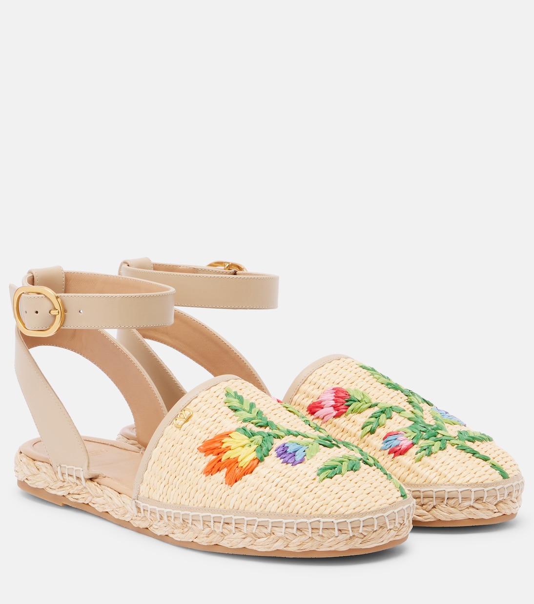 Bribri embroidered raffia espadrilles | Valentino Garavani