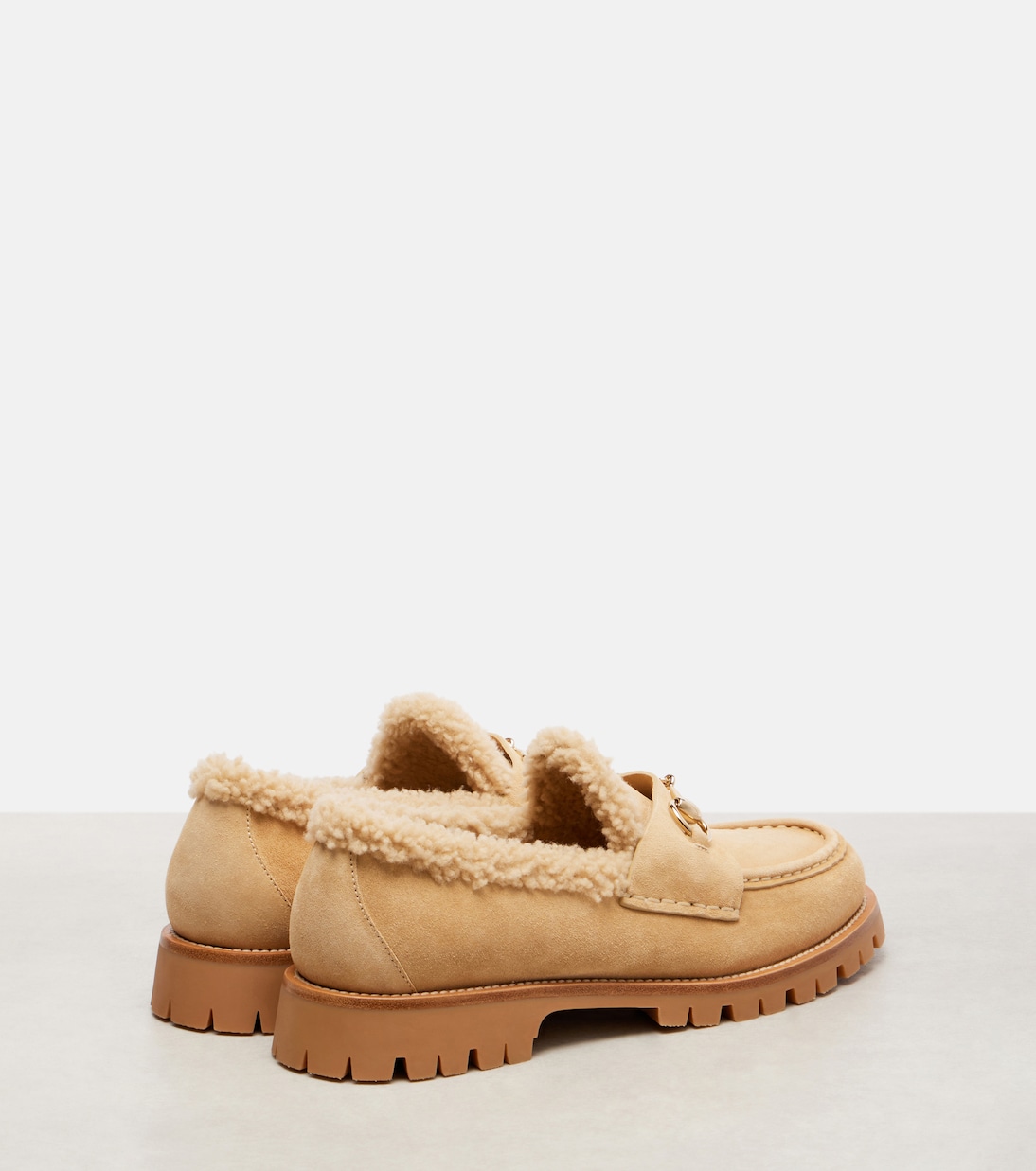Mocassini Sylke in suede con shearling | Gucci