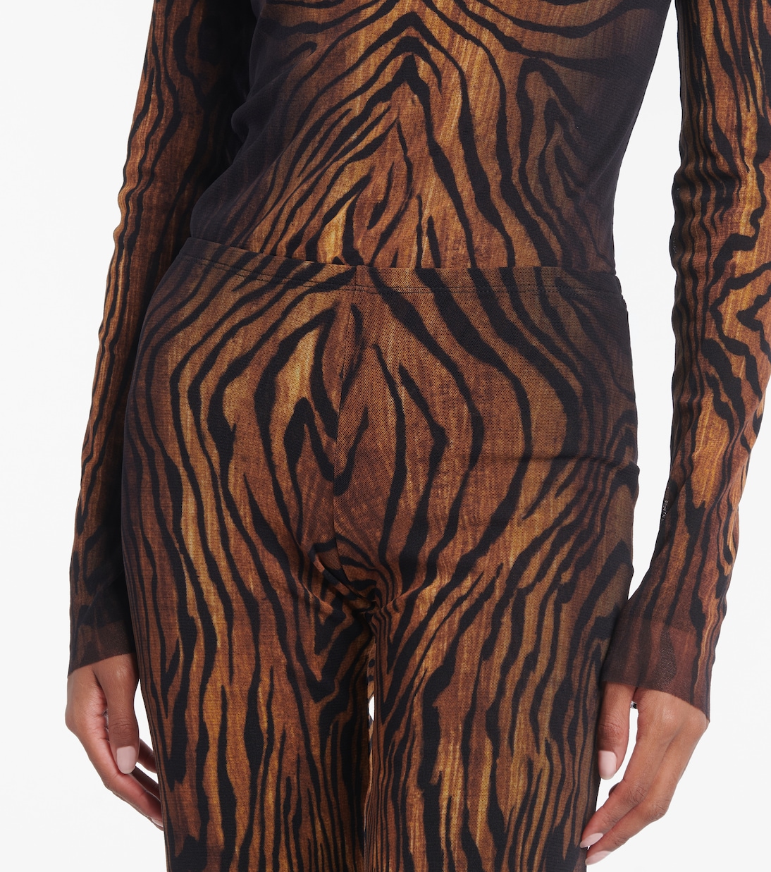 Wood trompe l'œil tulle straight pants | Jean Paul Gaultier