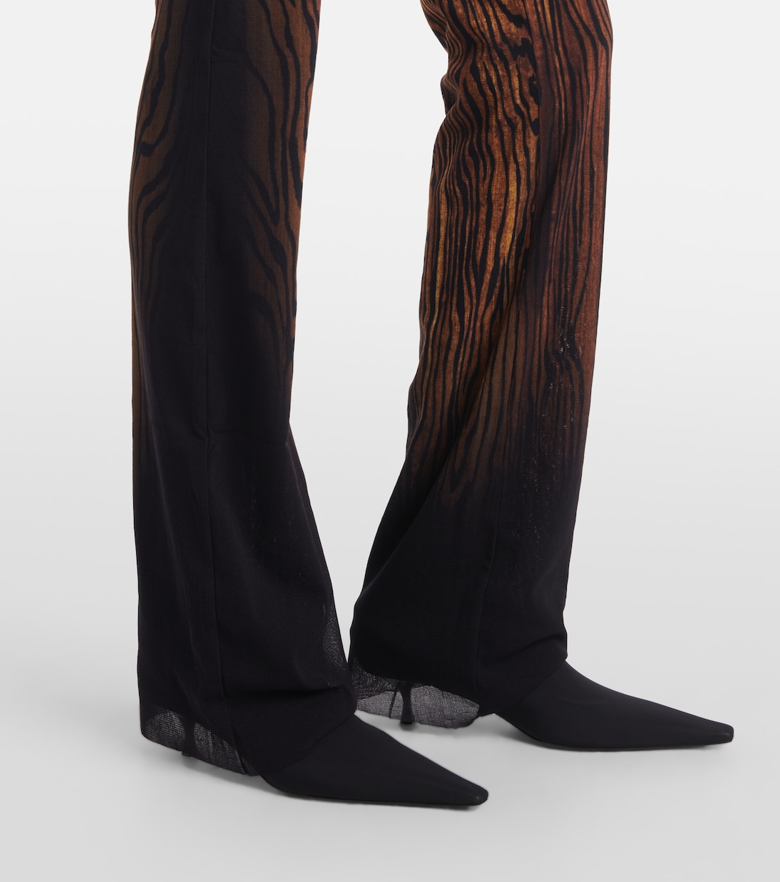 Wood trompe l'œil tulle straight pants | Jean Paul Gaultier