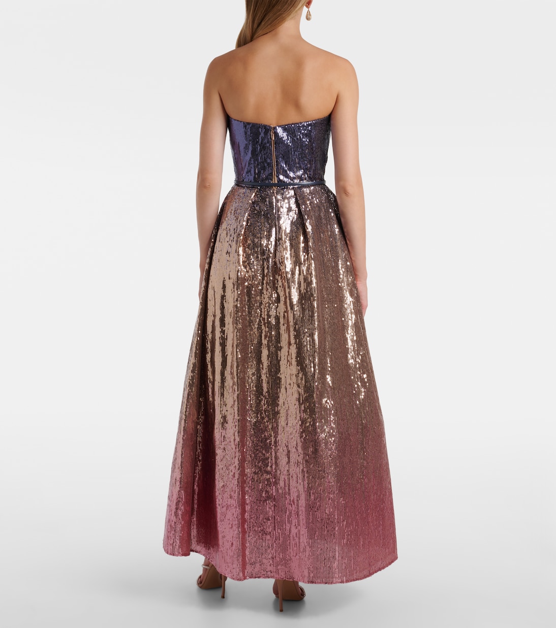 Ombré sequined strapless gown | Elie Saab
