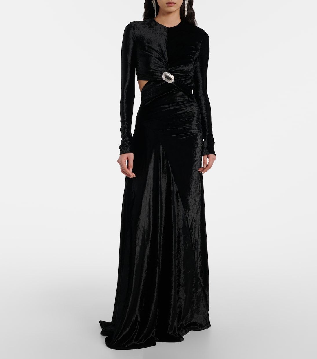 Asymmetrical draped velvet gown | Rabanne