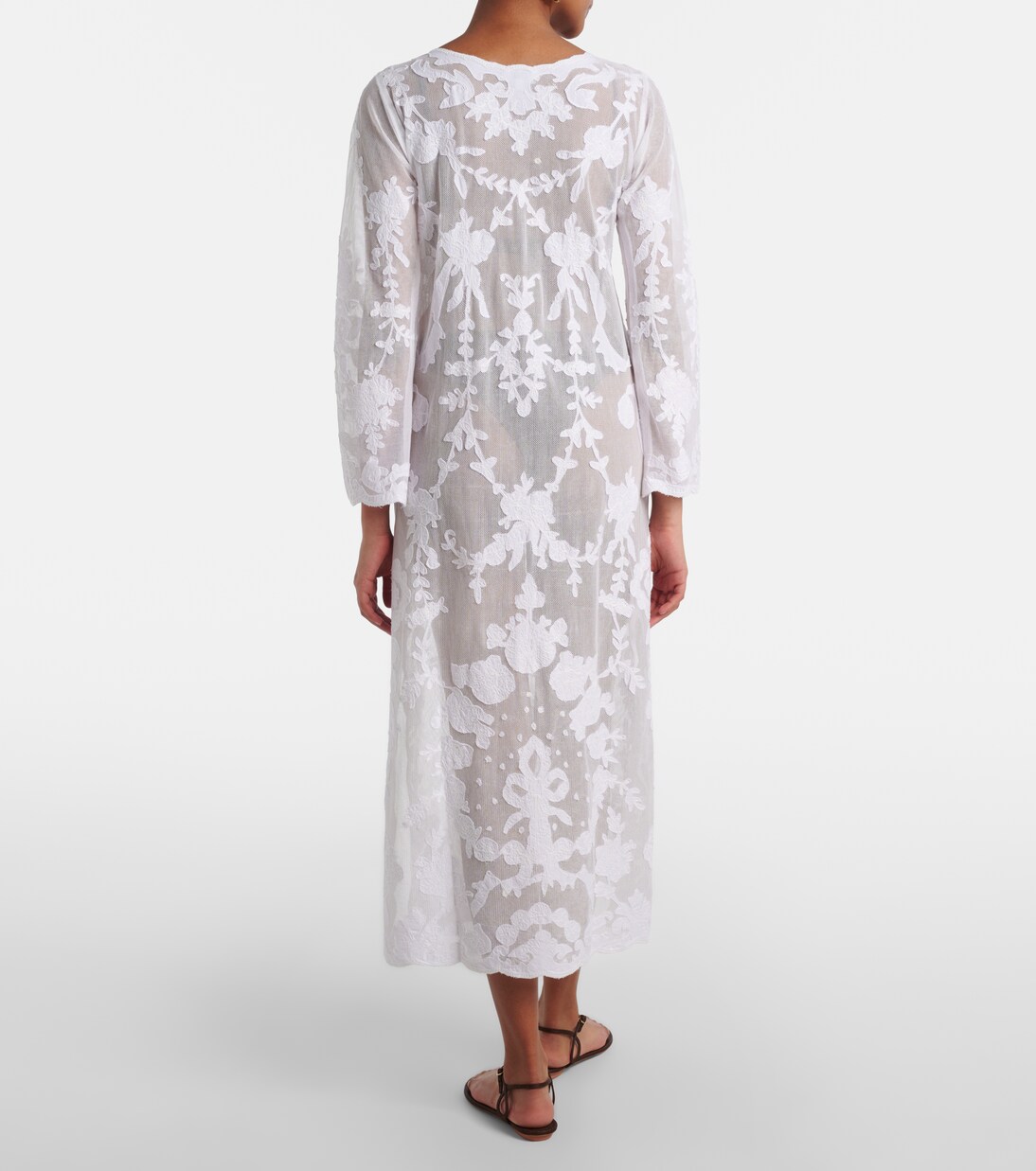 Embroidered sheer cotton kaftan | Juliet Dunn