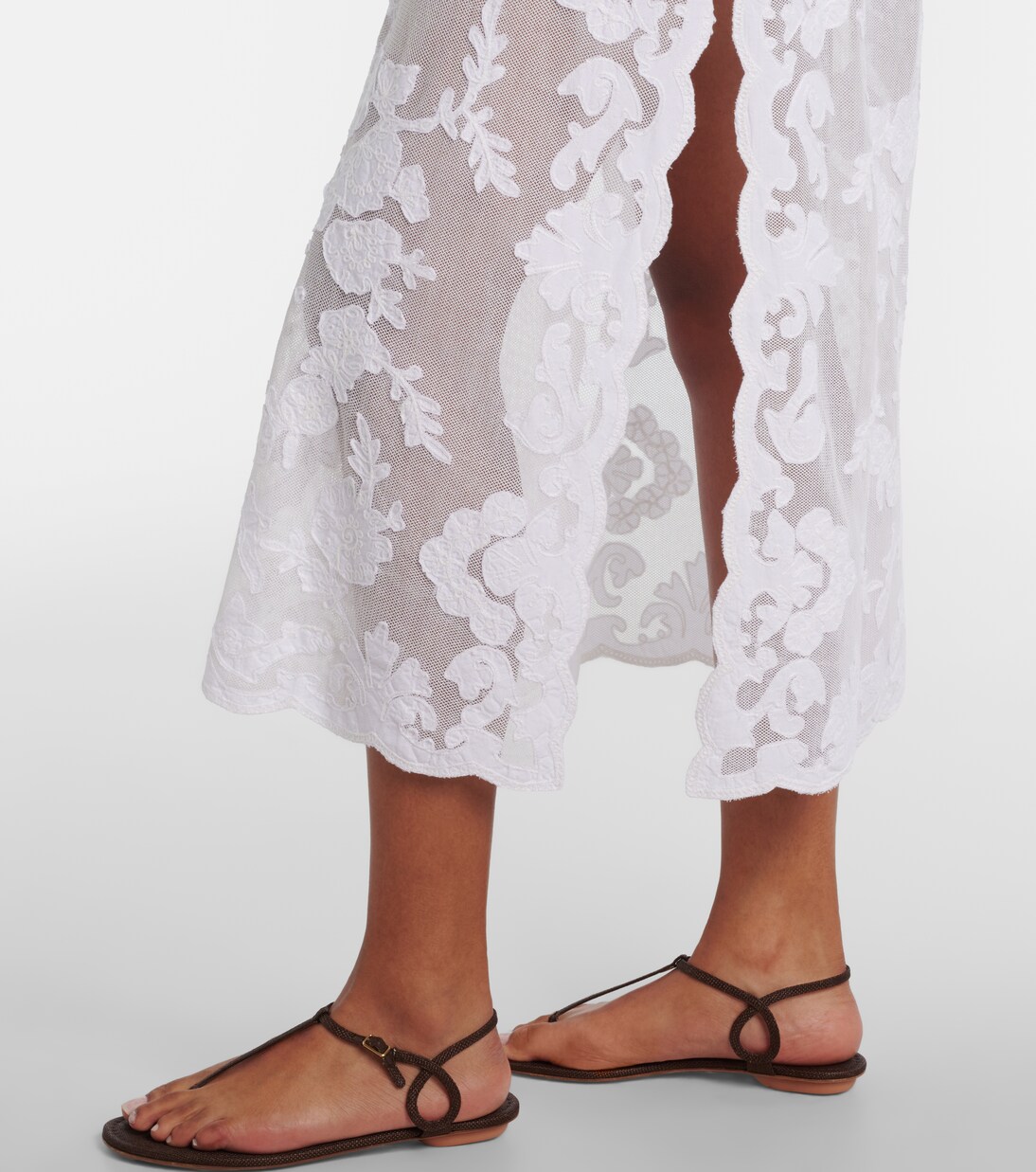 Embroidered sheer cotton kaftan | Juliet Dunn