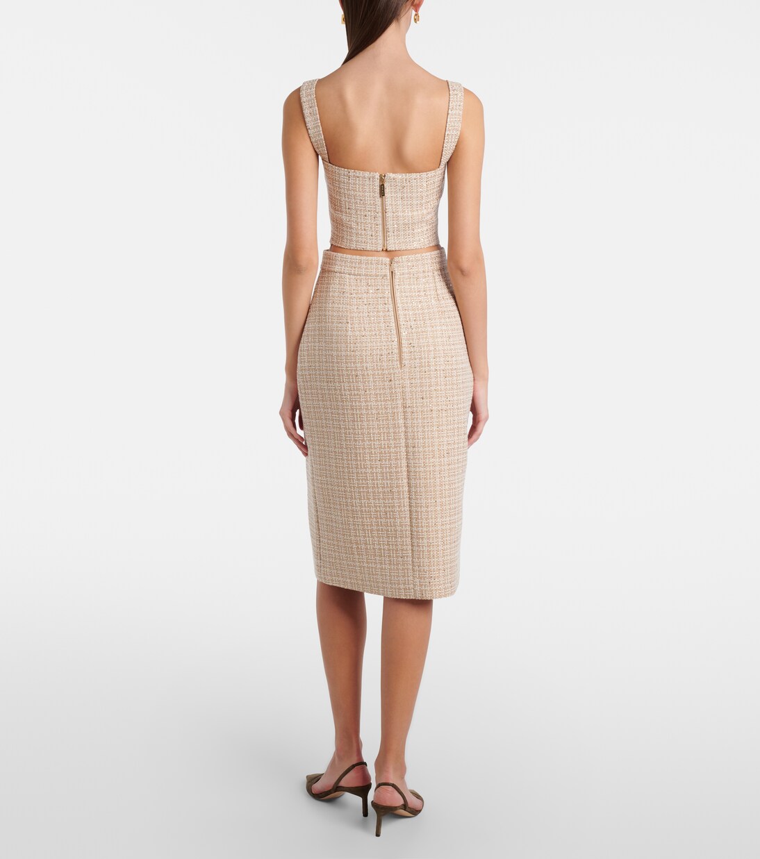 Midirock aus Tweed mit Pailletten | Elie Saab