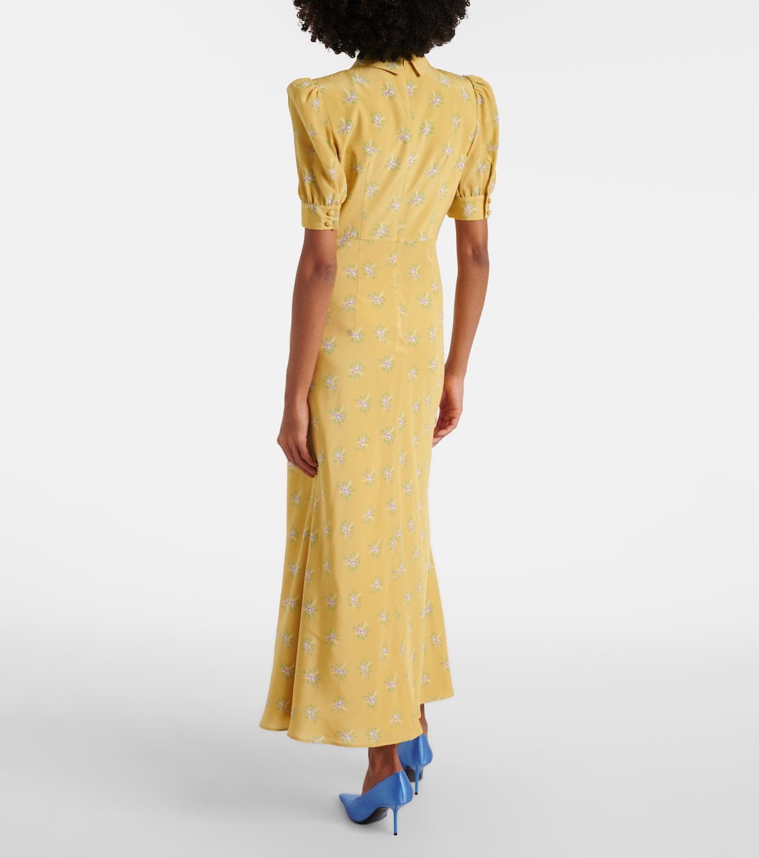 Vestido midi de seda floral | Alessandra Rich