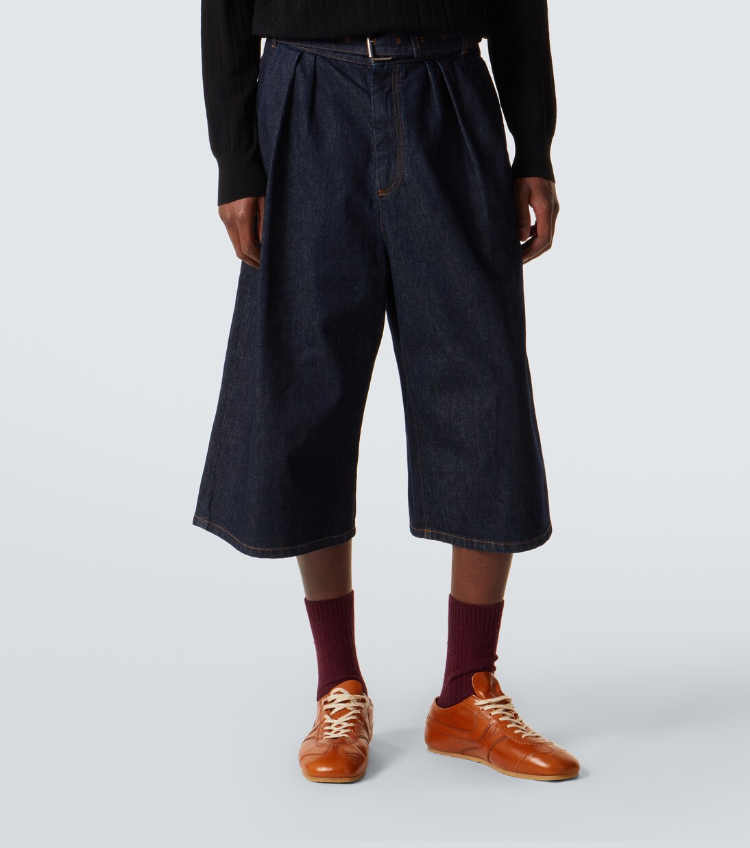 Belted denim Bermuda shorts | Dries Van Noten
